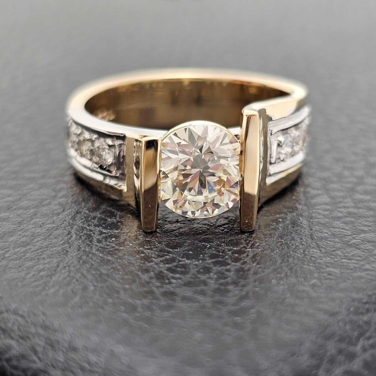 Custom 14K 1.80ct Two-Tone Wide Diamond Ring