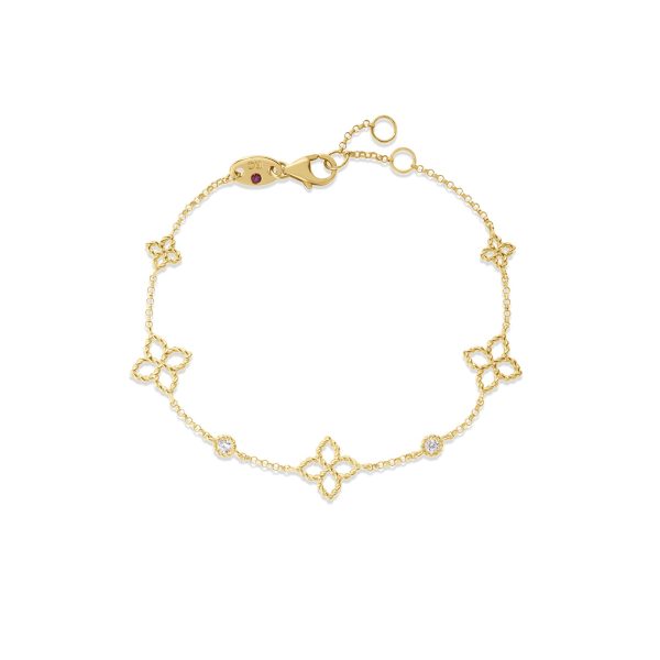 Roberto Coin Principessa Diamond Flower Station Bracelet