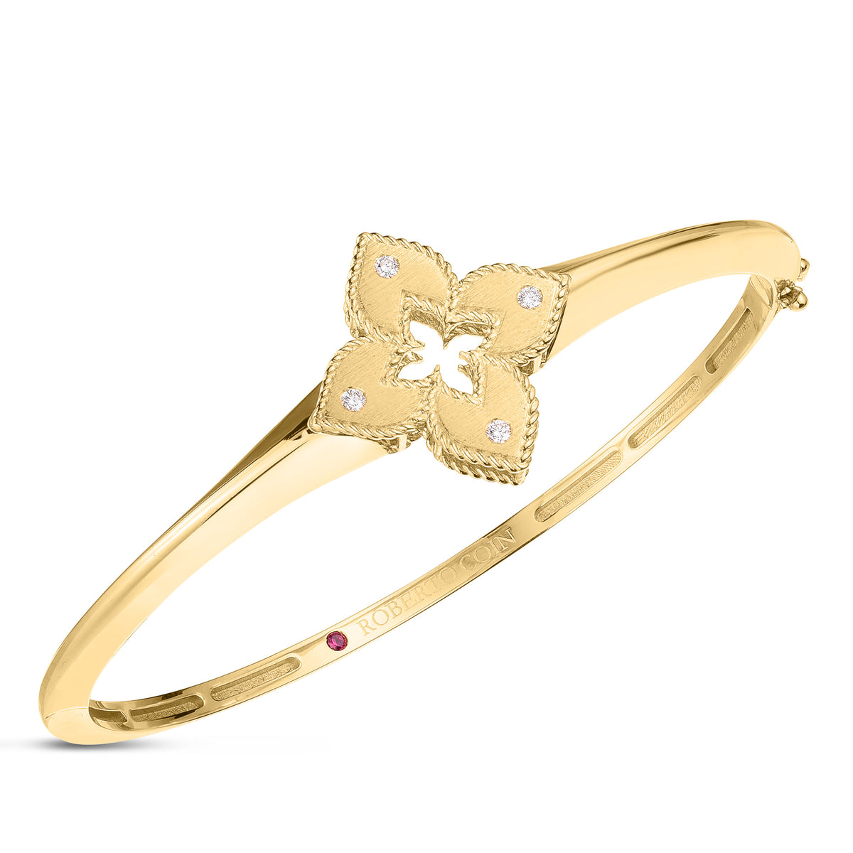 Roberto Coin 18KY Venetian Princess Bangle 4Dia=0.04ct, 48x58mm