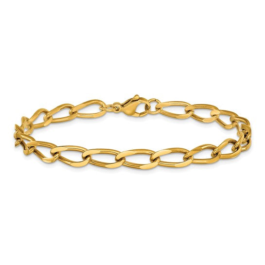 Steel Yellow IP Plated 8" Elongated Curb Bracelet