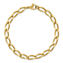 Steel Yellow IP Plated 8" Elongated Curb Bracelet
