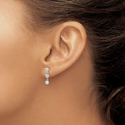 Sterling Silver Three CZ Post Dangle Earrings