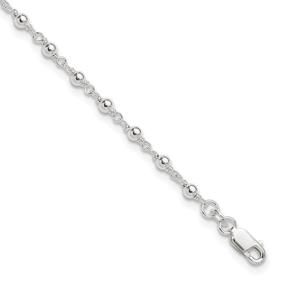 Sterling Silver Beaded Anklet