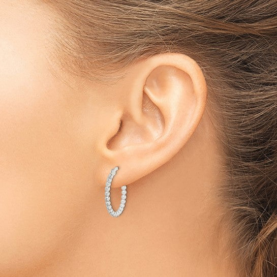 Sterling Silver Beaded Hoop Earrings