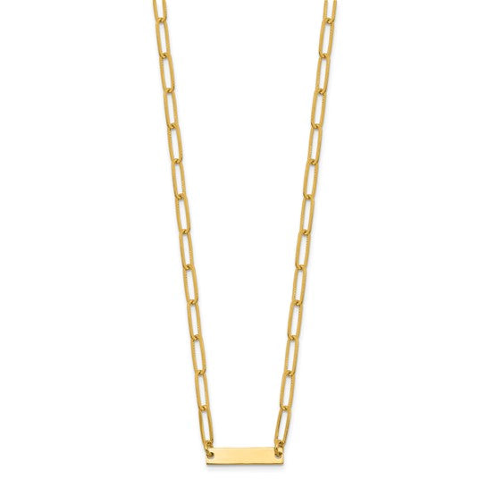 Sterling Silver Gold-Plated Polished Bar Necklace