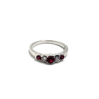 14K White Gold Alternating Ruby & Diamond Ring Size 6