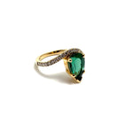 18KY Ring Gen. Gr.Tourmaline Pear =2.35ct 28Dia=0.42ct