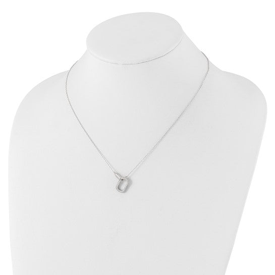 Sterling Silver Brilliant-Cut CZ Oval Links Necklace