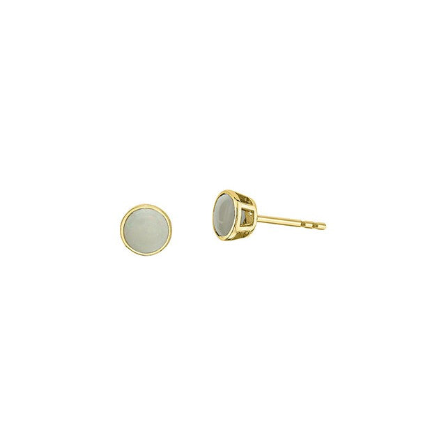 10K Yellow Gold 5mm Opal Bezel Stud Earrings