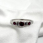 14K White Gold Alternating Ruby & Diamond Ring Size 6