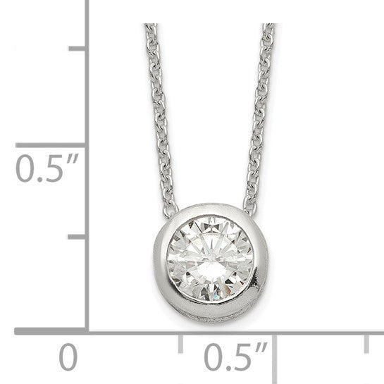 Silver Bezel 9mm CZ 18" Necklace
