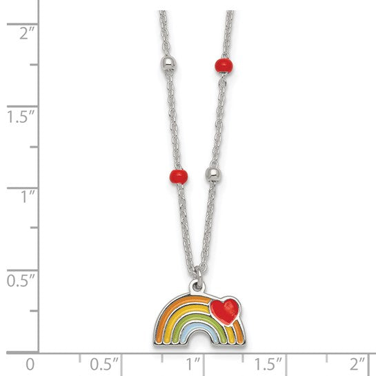 Sterling Silver Heart on Rainbow Childrens Necklace