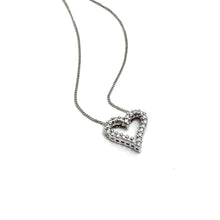 10K White Gold Diamond Heart Necklace 18-Inch