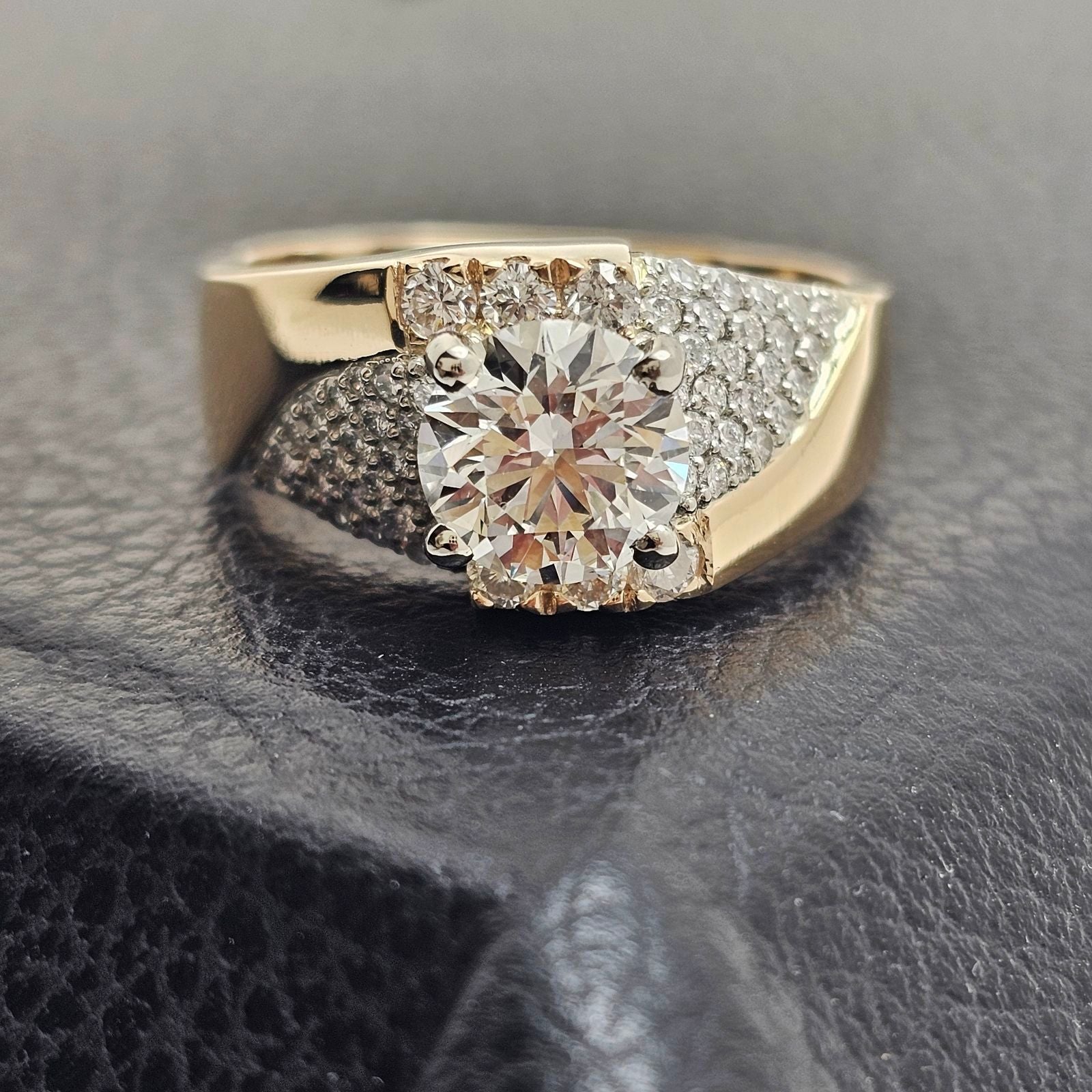 Custom 14K Two-Tone 1.70ct Diamond and Heirloom Gem Ring