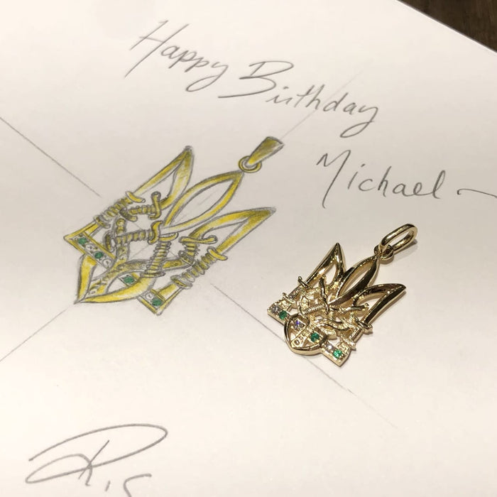 Golden Sea Trident Pendant