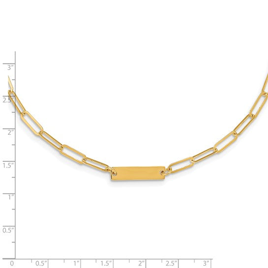 Sterling Silver Gold-Plated Polished Bar Necklace
