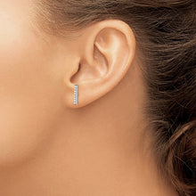 Sterling Silver Polished CZ Bar Post Earrings