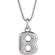 Sterling Silver Initial Bubble 18 Inch Necklace