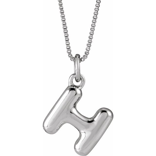 Sterling Silver Initial Bubble 18 Inch Necklace