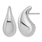 Silver Full Teardrop Post Earrings with Rhodium Plating