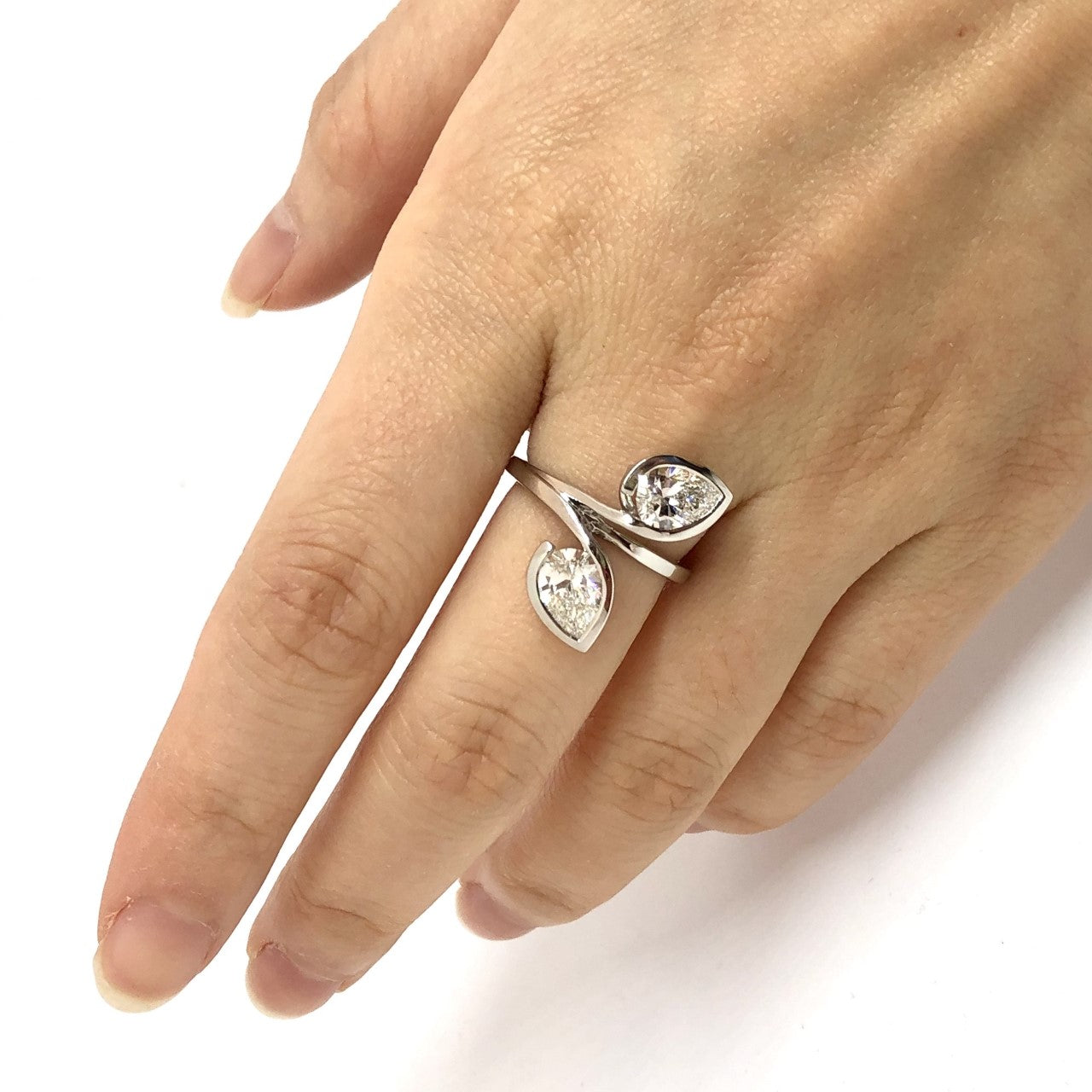 De Beers Forevermark Pear-Shaped Platinum Petal Ring 2.02ctw