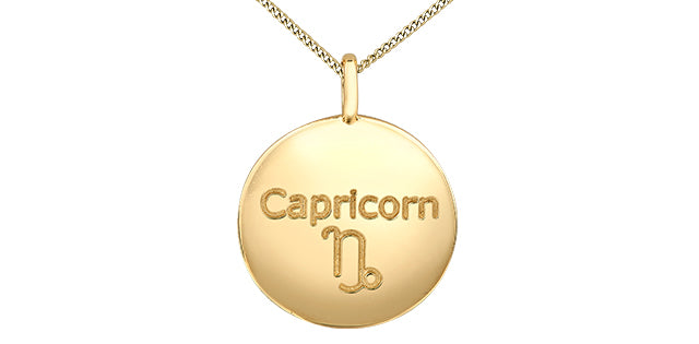 10K Yellow Capricorn Zodiac Necklace with Diamonds