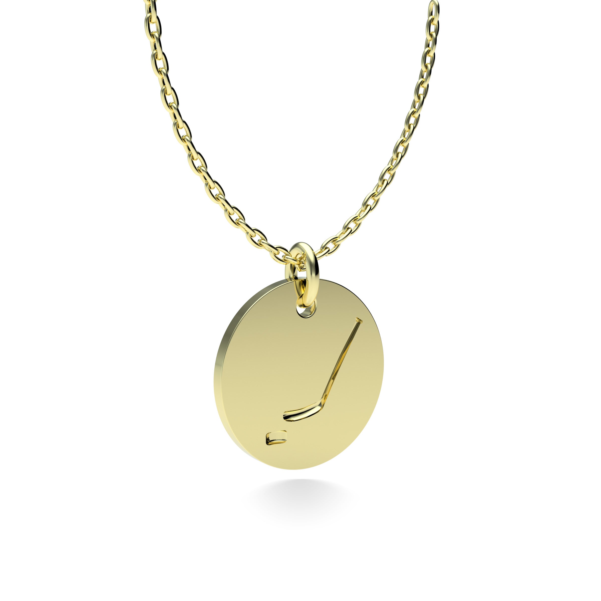 Yellow Gold Plated Silver Hockey Pendant with 18'' Chain