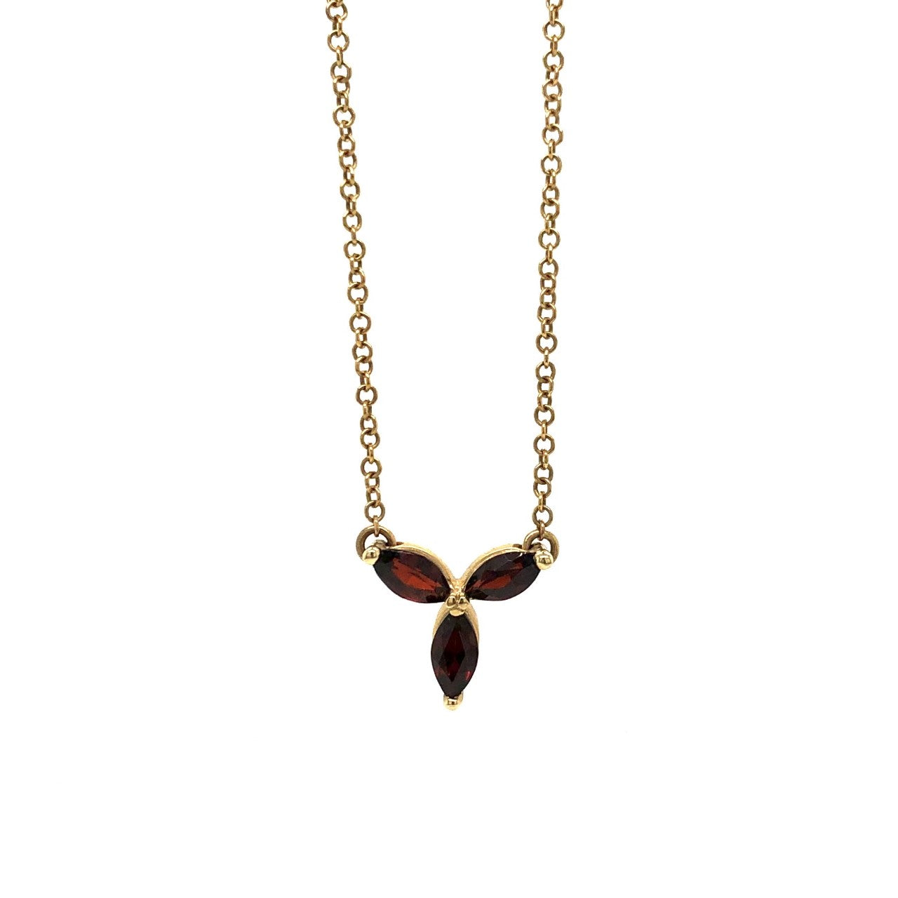 10KY Marquise-Cut Garnet Necklace