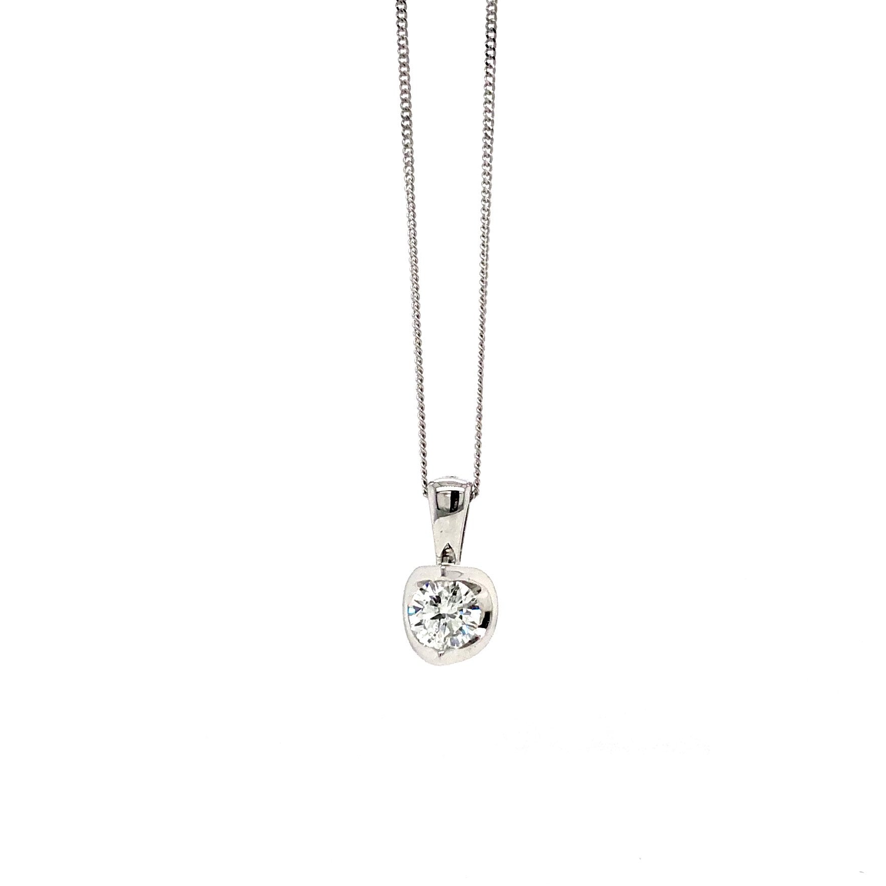 14KW Solitaire Diamond Pendant 0.25ct (Chain Included)