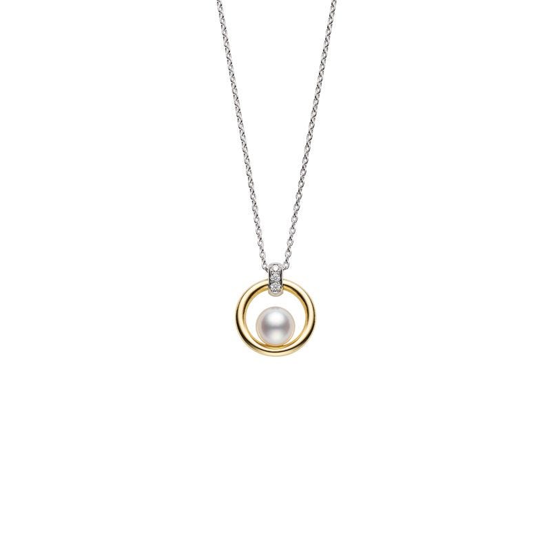 Mikimoto 18K Necklace with Akoya Pearl and Diamonds