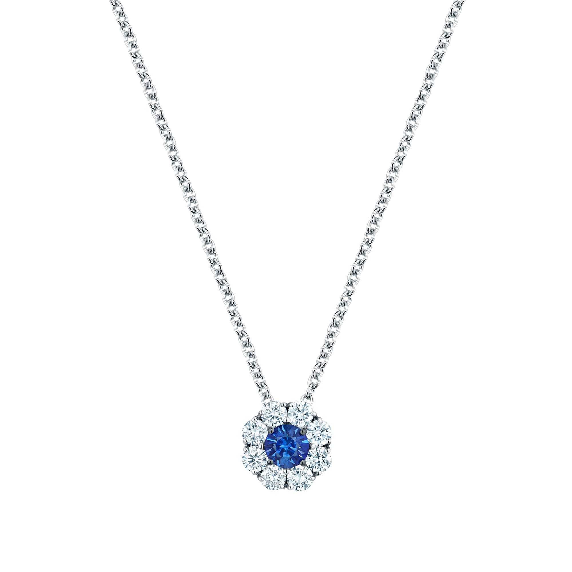 Birks Snowflake Cluster Sapphire and Diamond Necklace