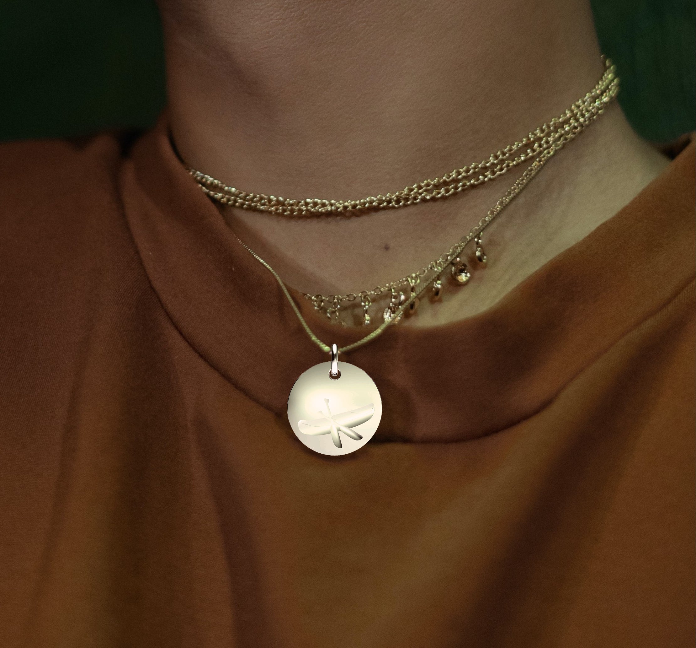 Yellow Gold Plated Silver Canoe Pendant with 18'' Chain