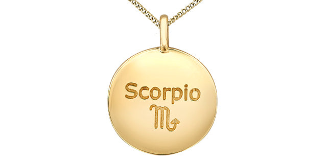 10K Yellow Scorpio Zodiac Necklace with Diamonds