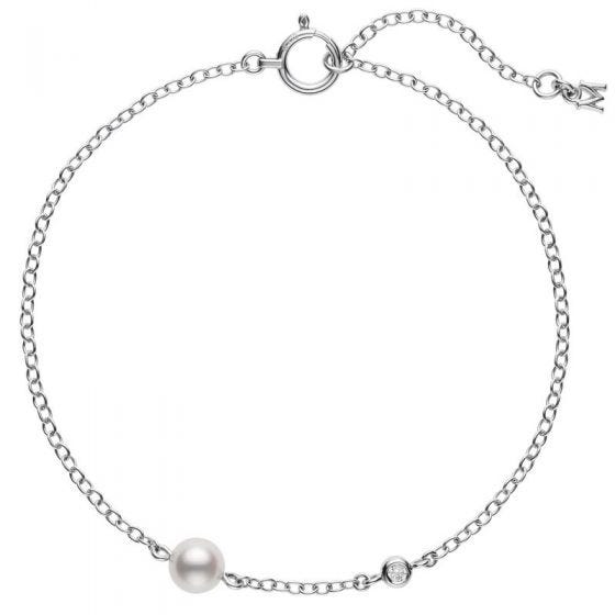 Mikimoto Akoya Cultured Pearl and Diamond Bracelet in White Gold