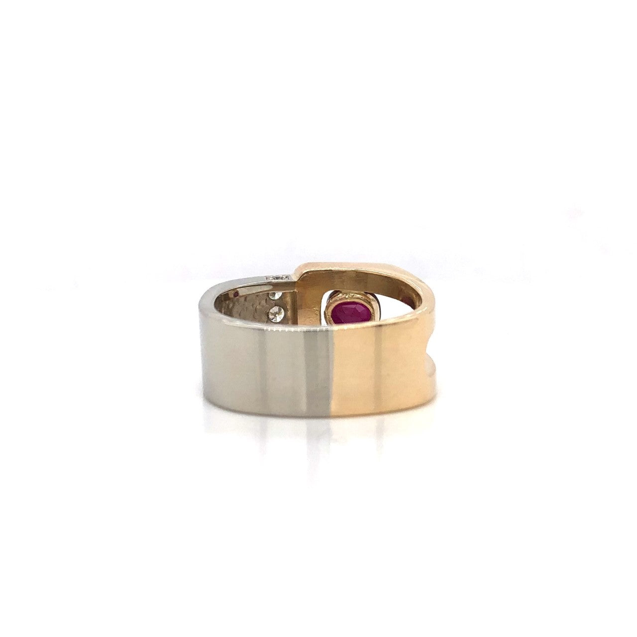 14K White & Yellow Gold Custom Design Ruby & Diamond Ring