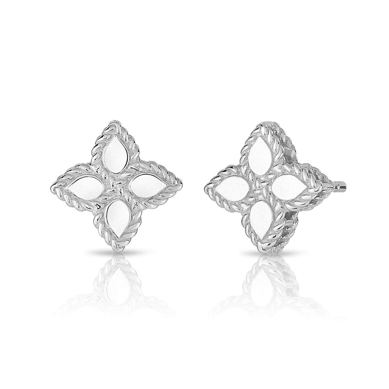 Roberto Coin 18KW Princess Flower Earrings