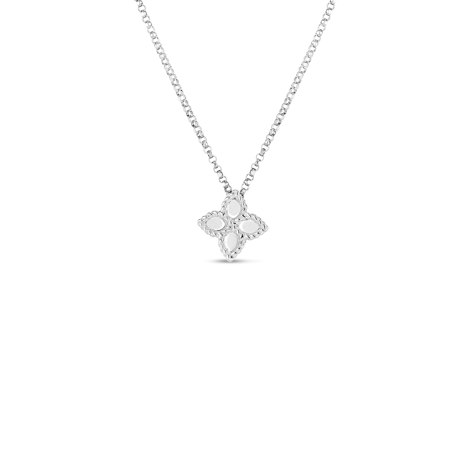 Roberto Coin 18KW Small Princess Flower Necklace