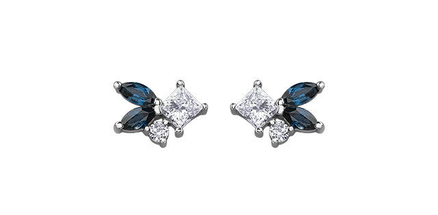 14KW Sapphire & Diamond Earrings