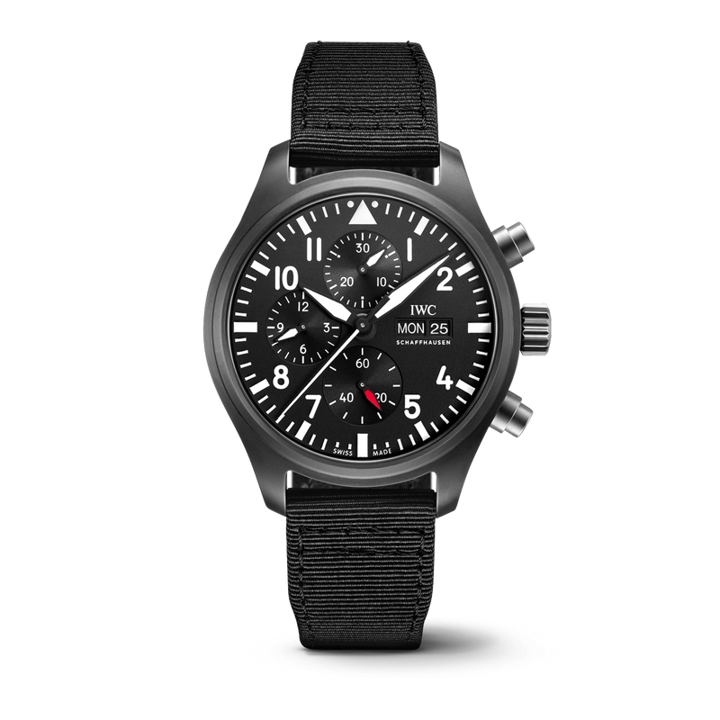 IWC Schaffhausen Pilot's Watch Chronograph 44 "Top Gun", model #IW389101, at IJL Since 1937