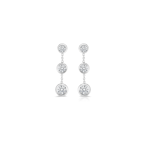 Roberto Coin 18KW Diamond Bezel Drop Earrings