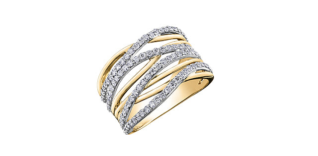 10K Gold Two-Tone Woven Style Diamond Ring