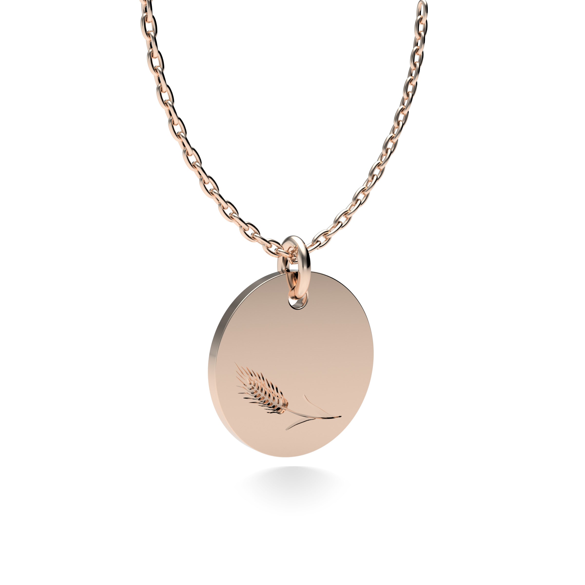 Rose Gold Plated Silver Wheat Pendant with 18'' Chain