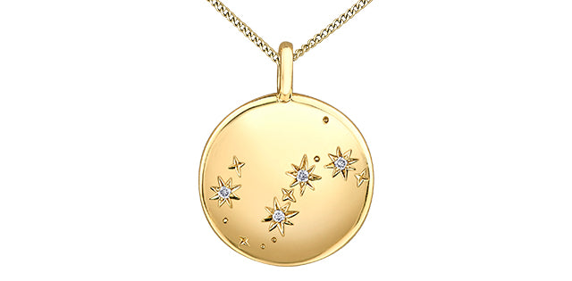10K Yellow Scorpio Zodiac Necklace with Diamonds