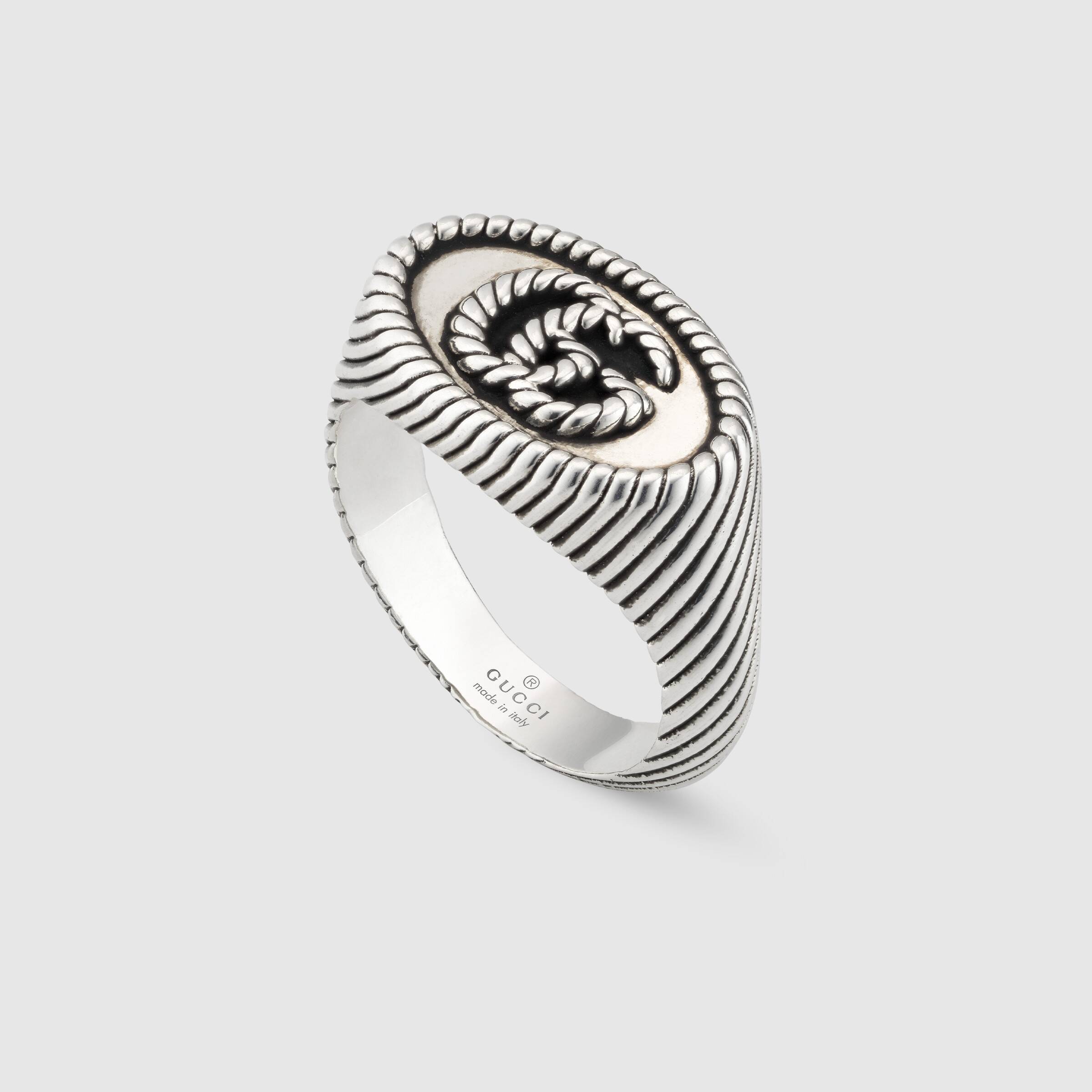 Gucci Silver 12mm Aged Silver Ring