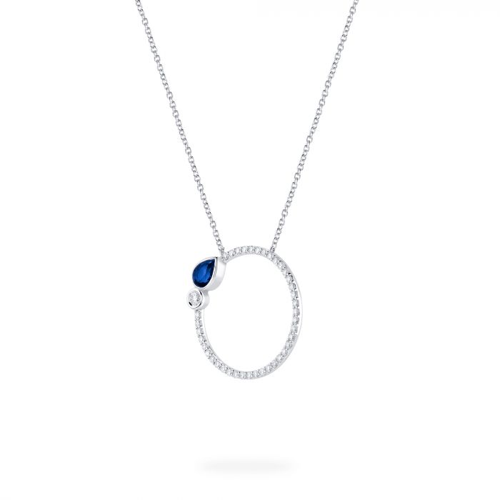 Birks Splash 18K White Sapphire and Diamond Circle Necklace