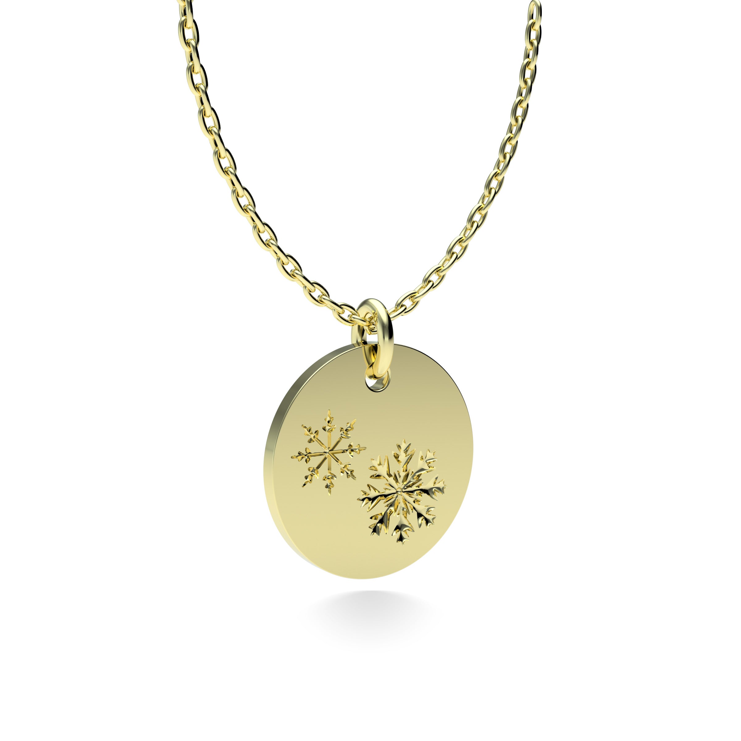 Yellow Gold Plated Silver Snowflakes Pendant with 18'' Chain