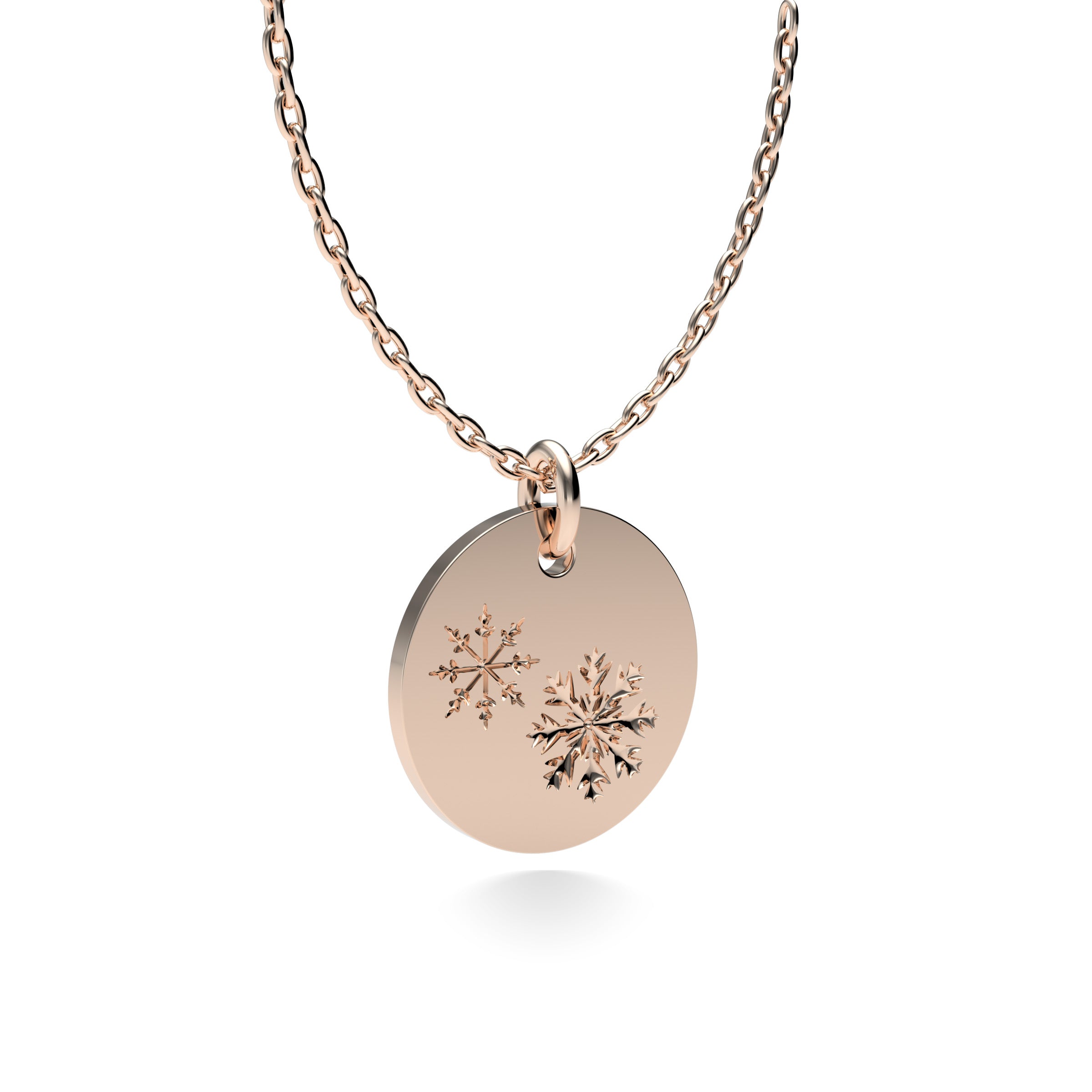 Rose Gold Plated Silver Snowflakes Pendant with 18'' Chain