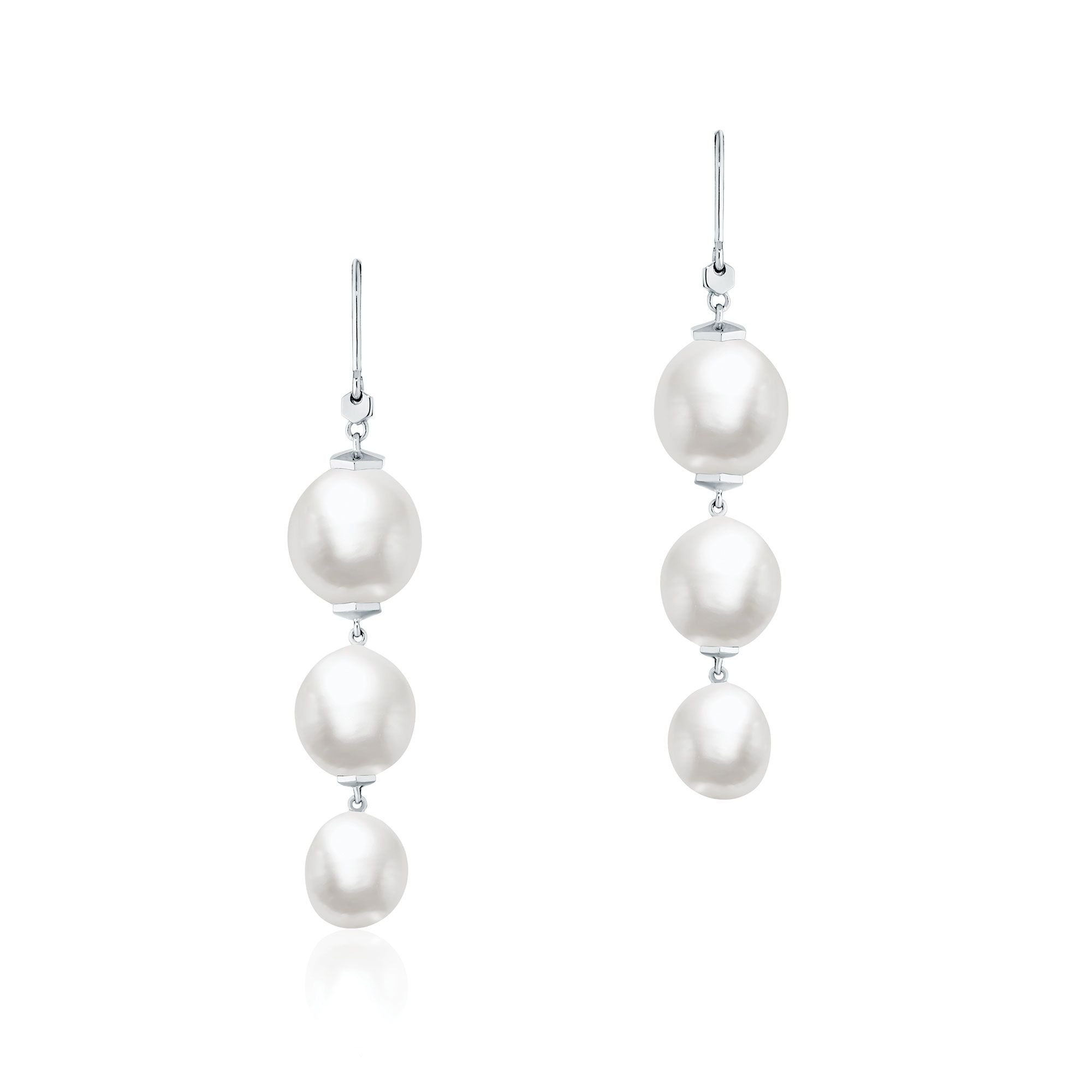 Birks Bee Chic Silver Freshwater Baroque Pearl Drop Earrings