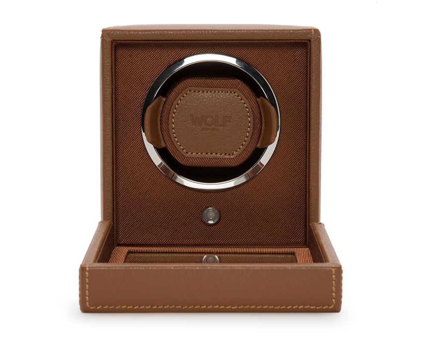 WOLF Cub Single Winder With Cover - Cognac