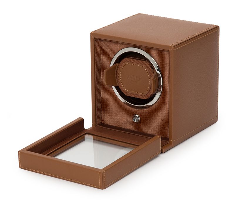 WOLF Cub Single Winder With Cover - Cognac